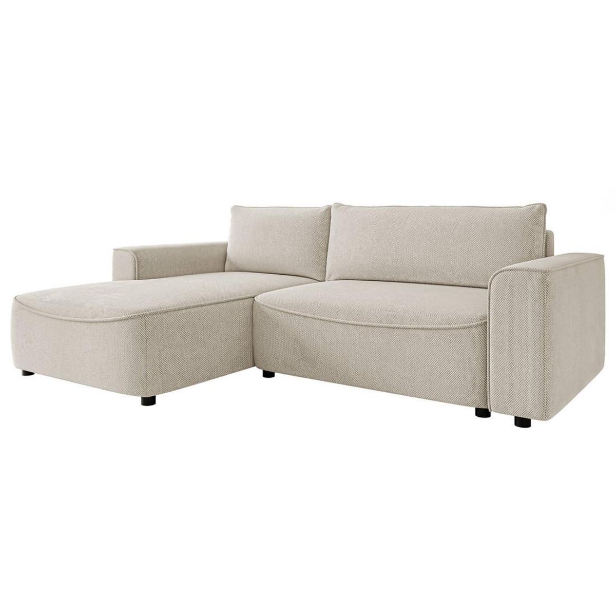BEST MOBILIER Aurelia - canapé d'angle gauche 4 places convertible avec coffre en tissu texturé