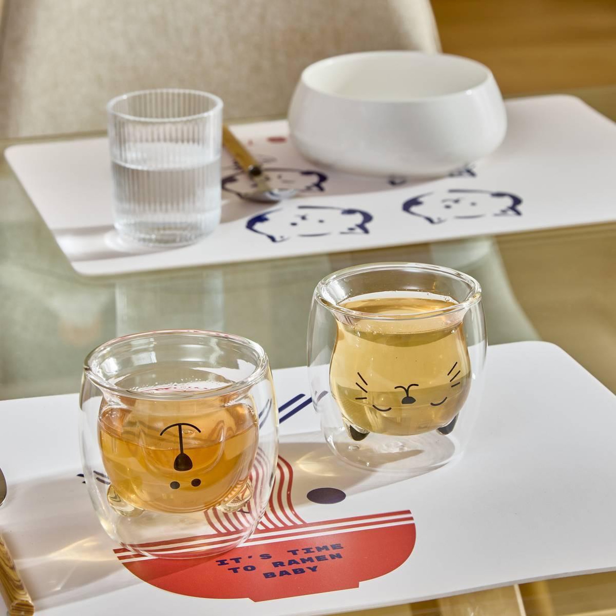 Voir la diapositive 4 : SECRET DE GOURMET Coffret 2 Mugs en Verre  Animaux  25cl Transparent