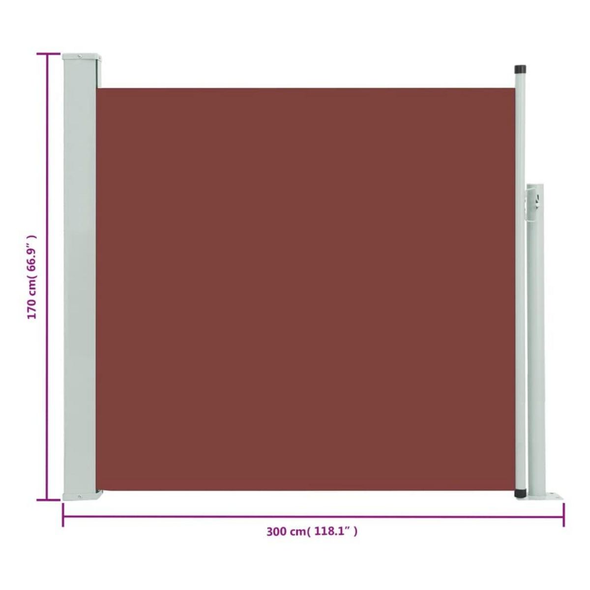 VIDAXL Auvent lateral retractable de patio 170x300 cm Marron