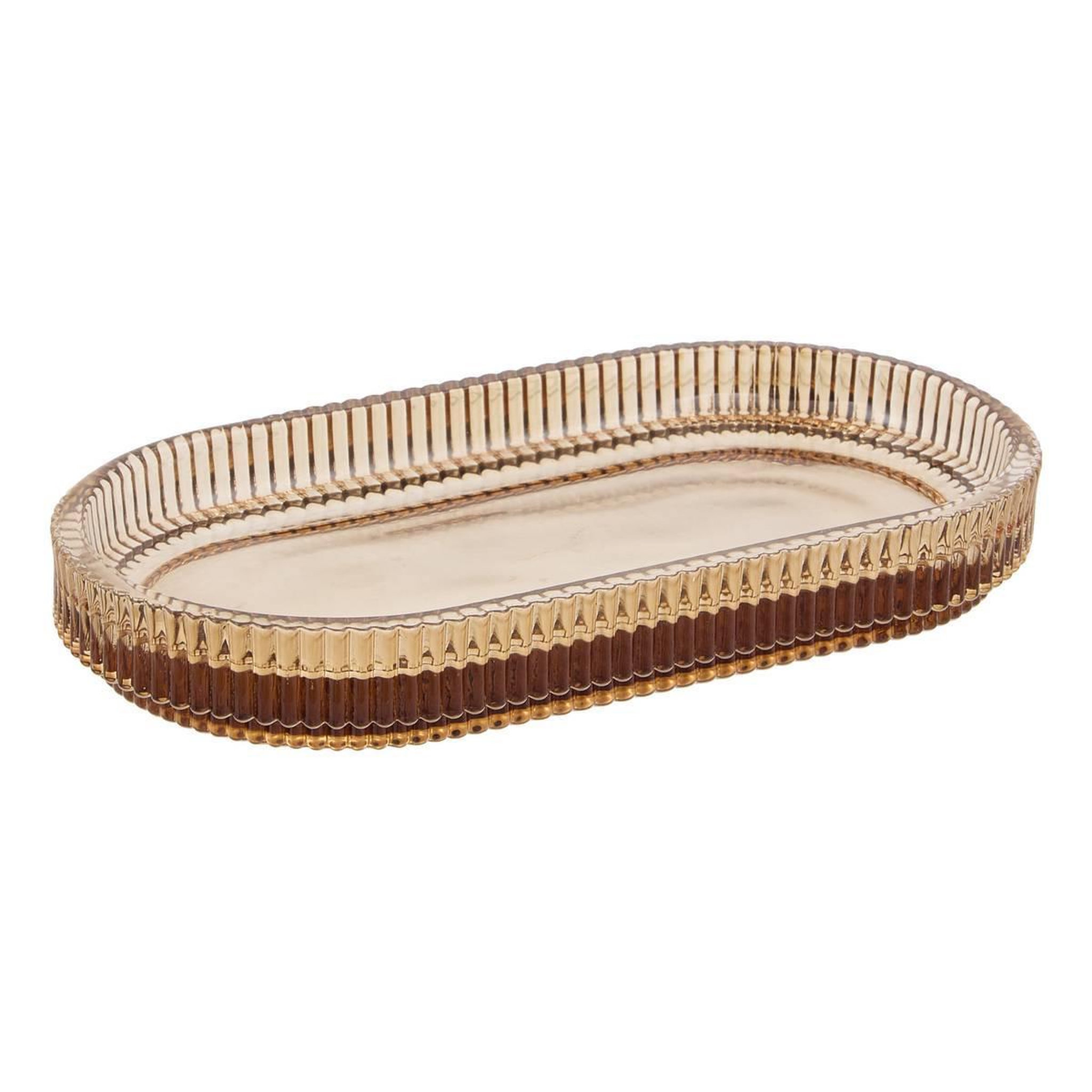 FIVE Plateau de Salle de Bain en Verre  Solis  18cm Ambre