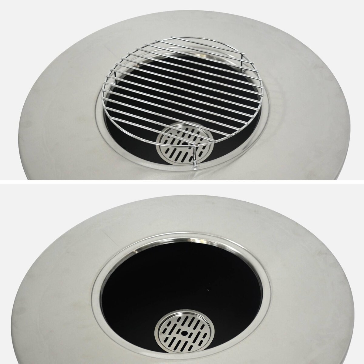 SWEEEK Brasero barbecue Ø60cm noir avec grille de cuisson et espace de rangement - Izalco