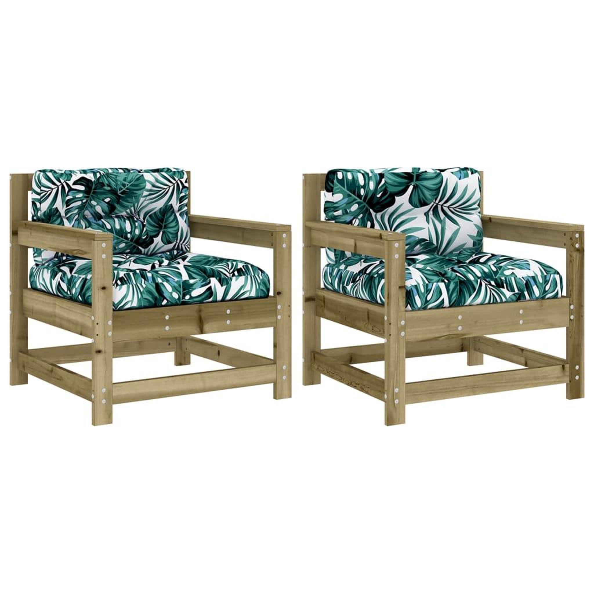 Voir la diapositive 2 : VIDAXL Chaises de jardin avec coussins lot de 2 bois de pin impregne