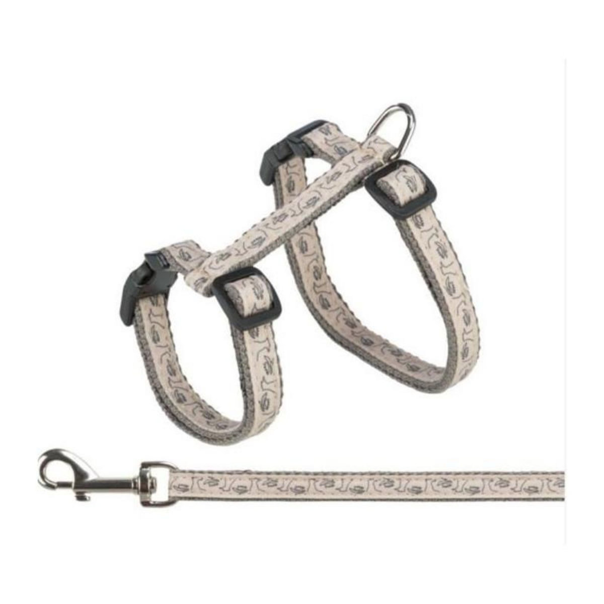 Trixie Harnais avec laisse - TRIXIE - 27–45 cm / 13 mm - 1,20 m - Gris / Rose