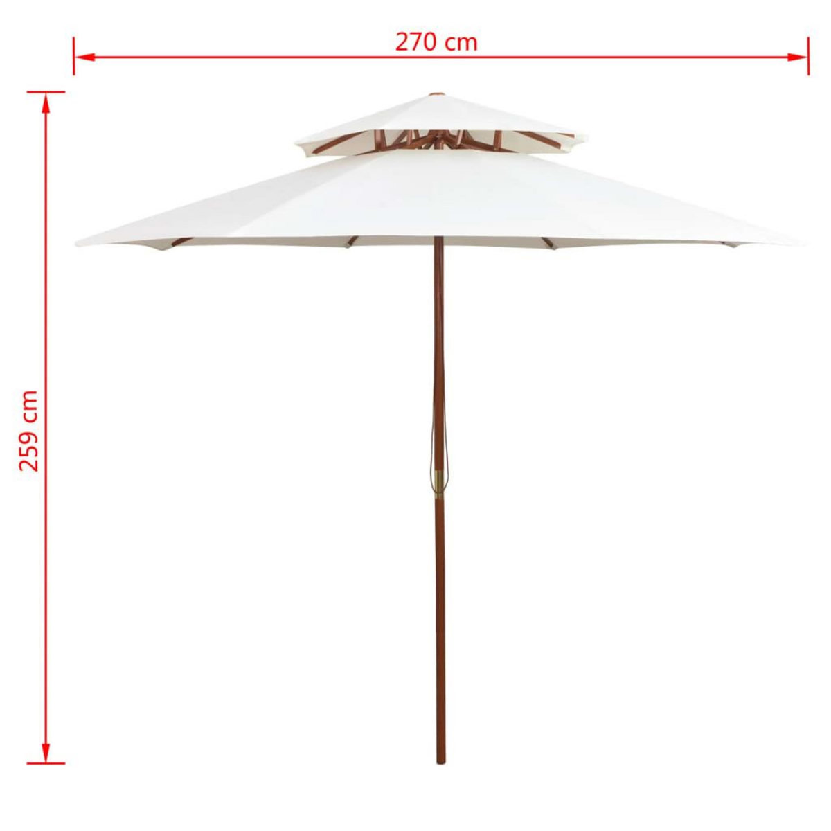 VIDAXL Parasol a deux etages avec poteau en bois blanc creme