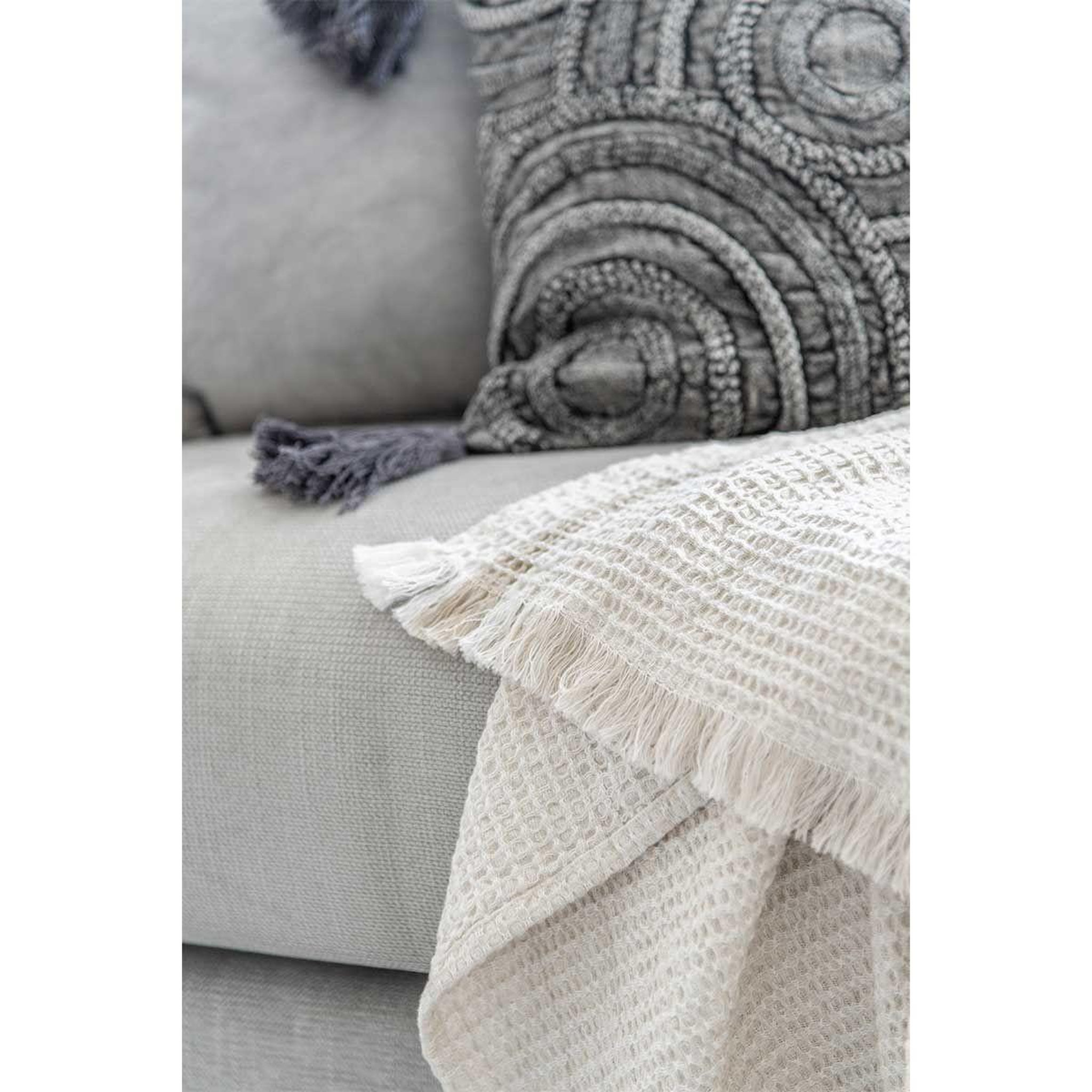 Voir la diapositive 3 : J-LINE Plaid déco uni  bord court  150x200cm gris