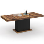 ID MARKET Table à manger extensible rectangle EDEN 6-10 personnes plateau HAWKINS bois foncé et noir 160-200cm