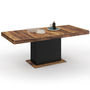 Voir la diapositive 1 : ID MARKET Table à manger extensible rectangle EDEN 6-10 personnes plateau HAWKINS bois foncé et noir 160-200cm