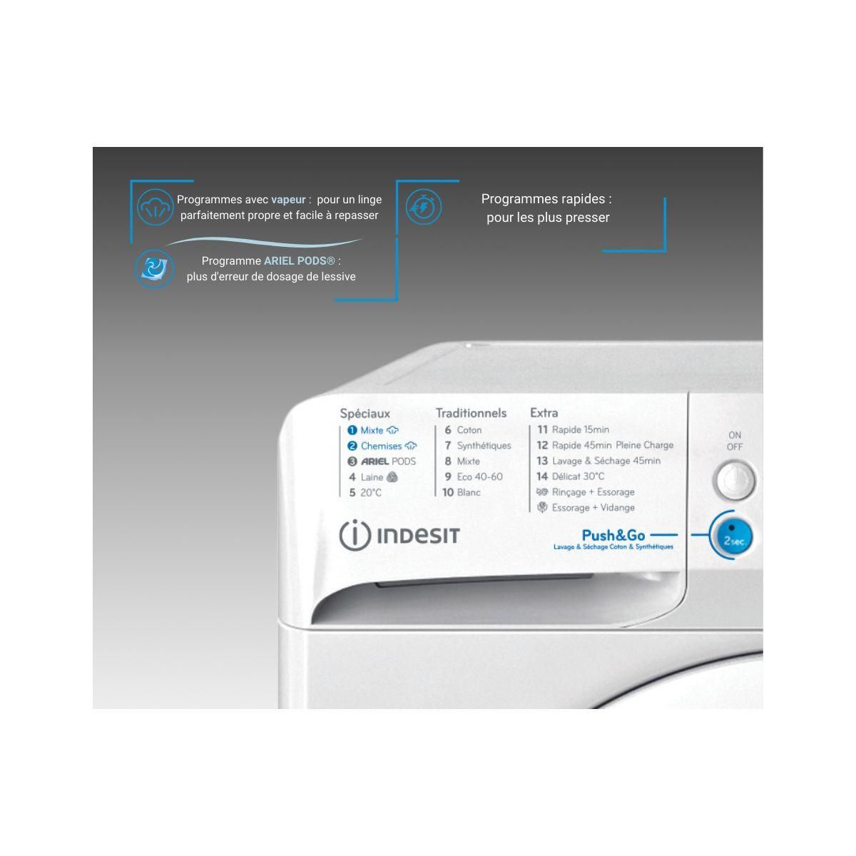 Indesit Lave linge séchant hublot BDE96435WKVFR