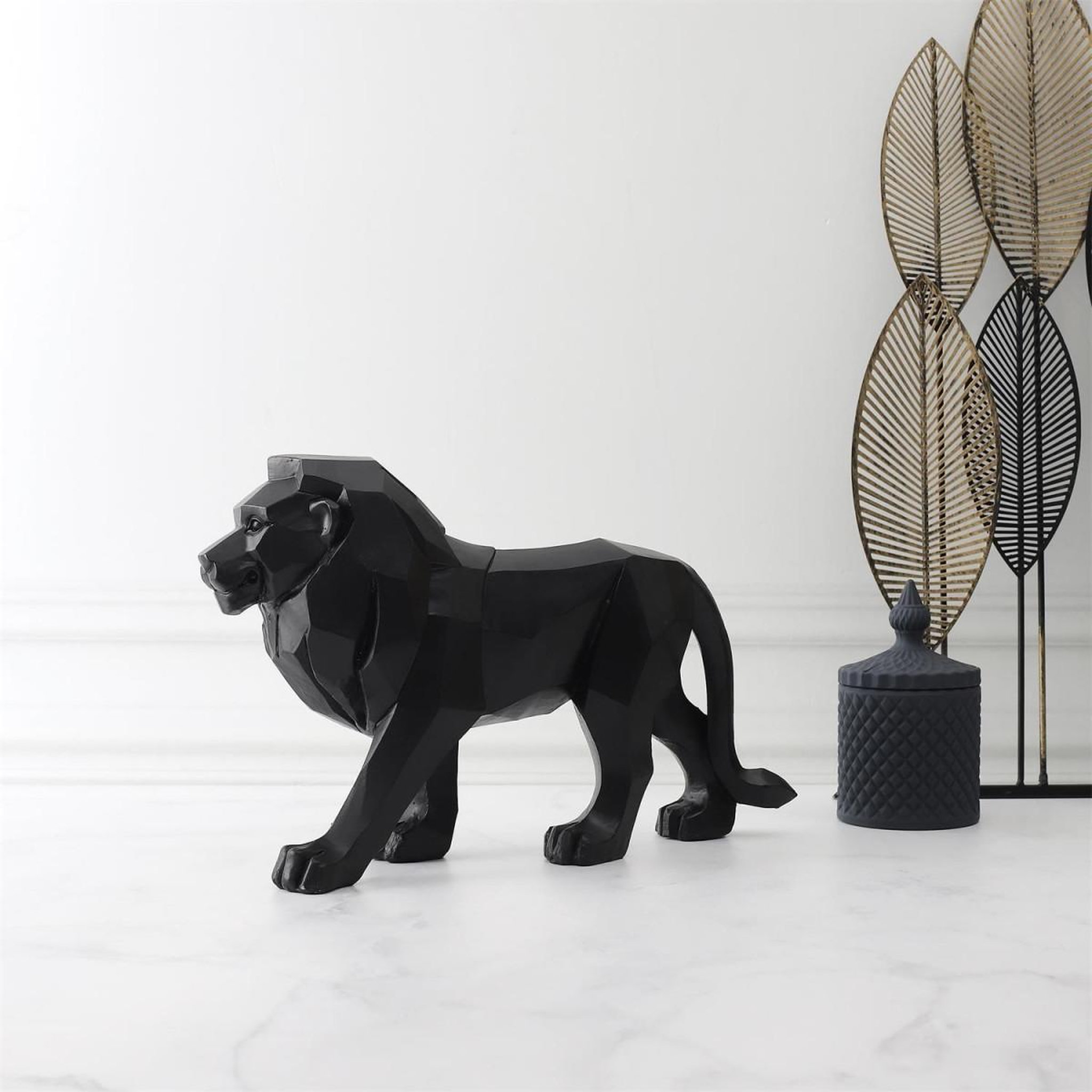 Voir la diapositive 3 : The Home Deco Factory Statuette déco  lion origami  33cm noir