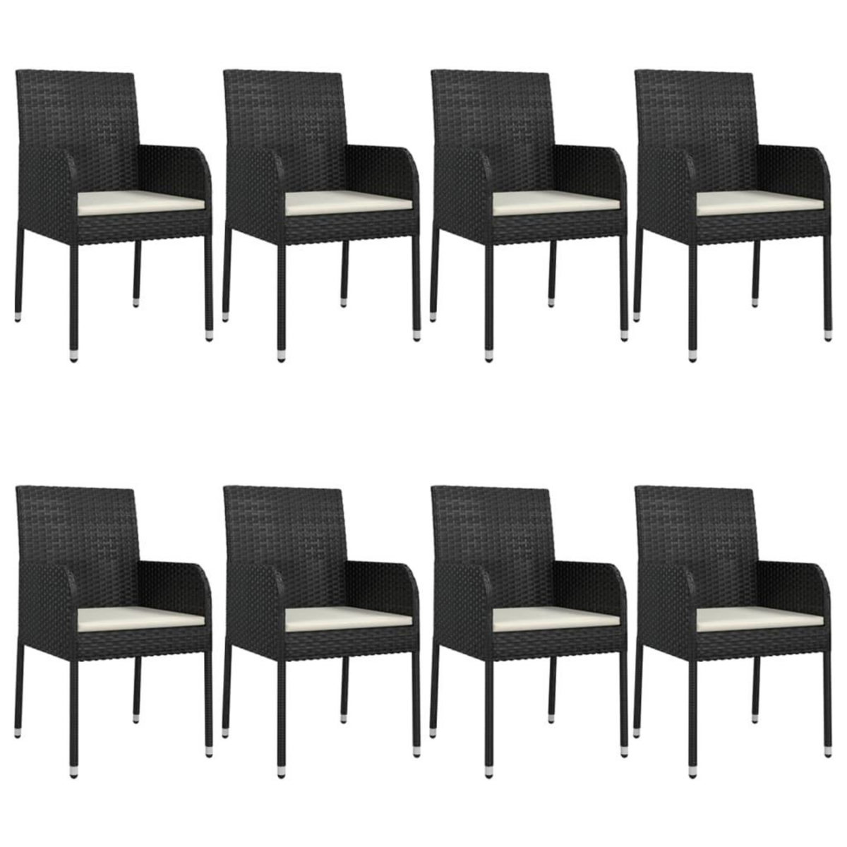 VIDAXL Ensemble a manger jardin 9pcs et coussins noir resine tressee
