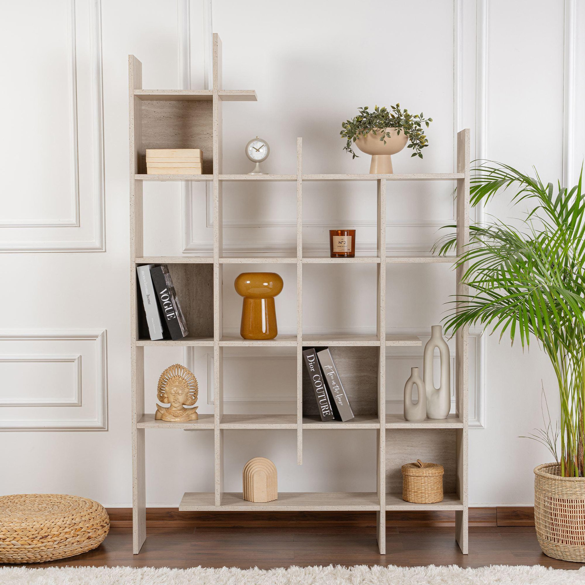 Voir la diapositive 3 : Habitat et Jardin Bibliothèque en bois  manco  - 122 x 25 x 188 cm - travertin