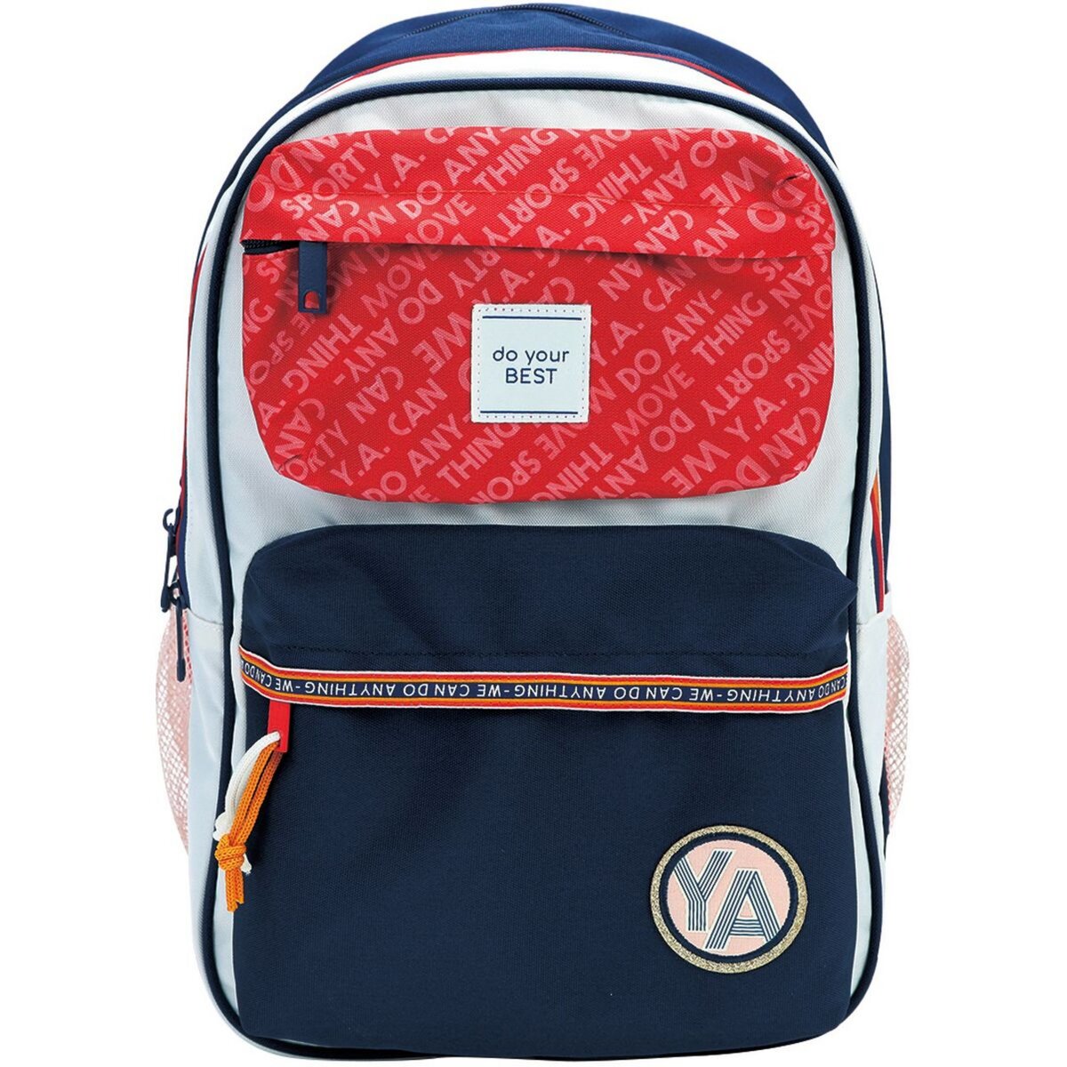 AUCHAN Sac dos 2 compartiments bleu blanc et rouge Sporty Style