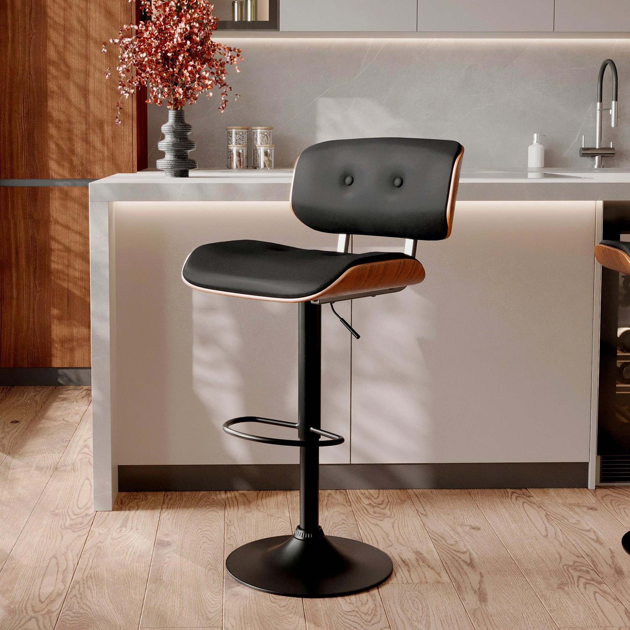 Voir la diapositive 2 : MAISON PAVANE Chaise de bar réglable 65/86 cm en cuir synthétique noir-melchior