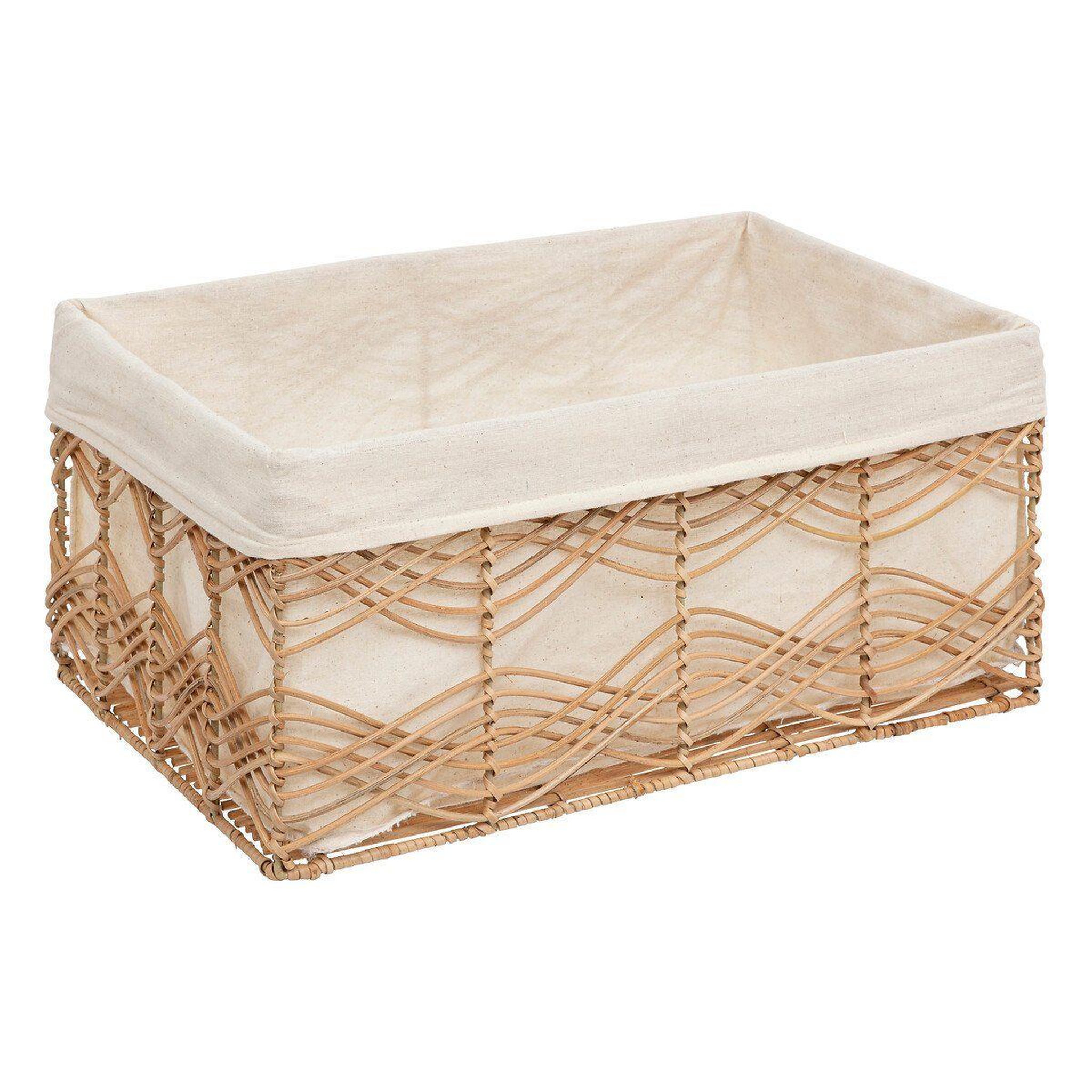 Voir la diapositive 3 : ATMOSPHERA Lot de 4 cagettes en rotin  rosy  48cm naturel