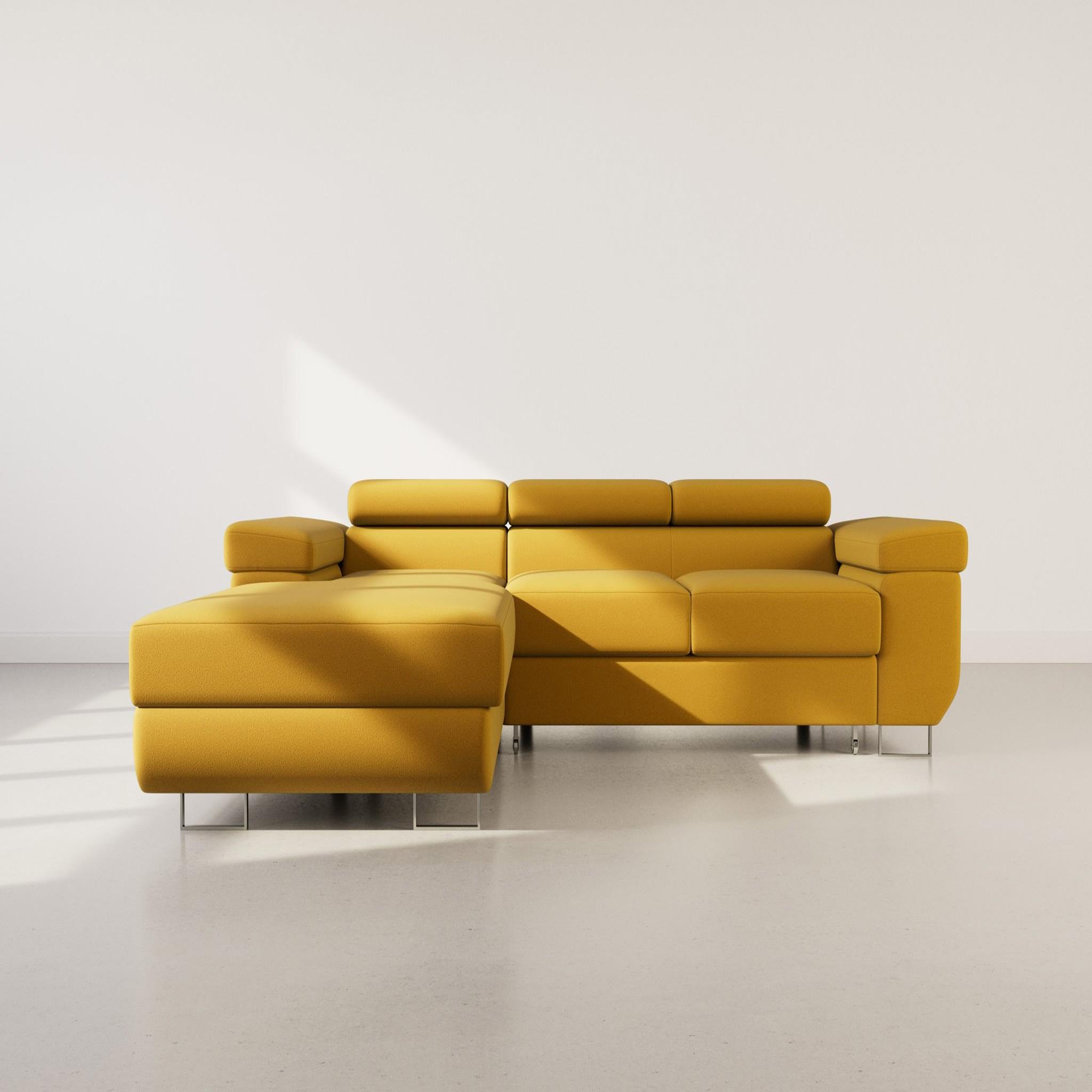 Voir la diapositive 5 : BEST MOBILIER Pablo - canapé d'angle gauche - 6 places - convertible avec coffre et têtières réglables - en velours