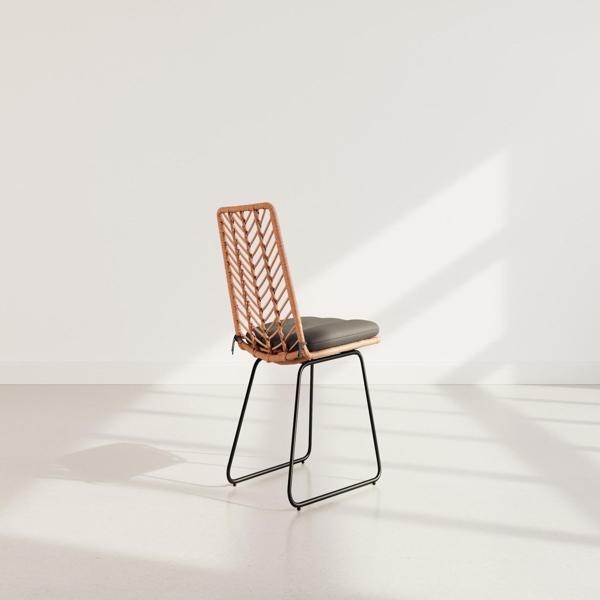 LISA DESIGN Forenza - lot de 4 chaises - effet rotin - coloris bois et noir