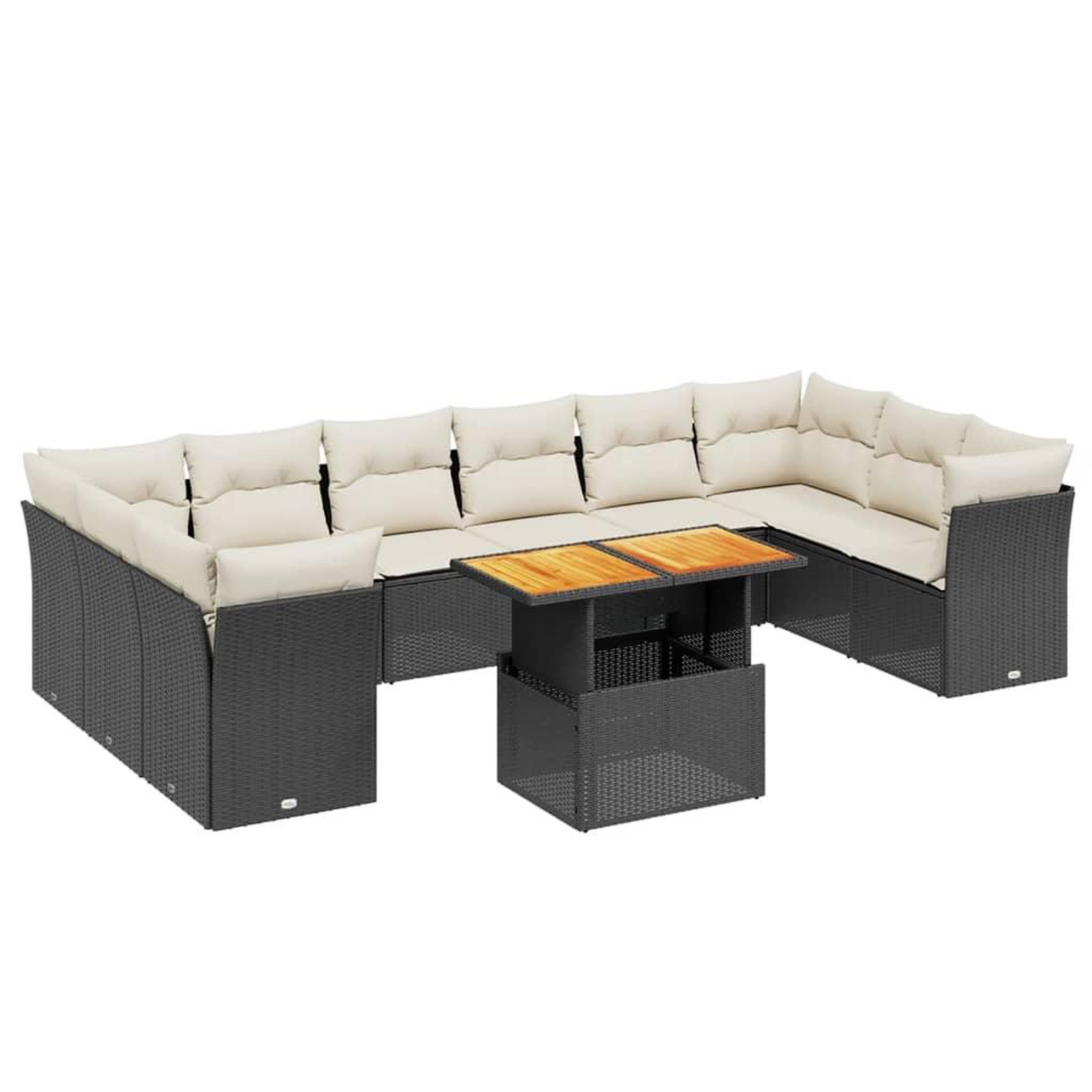 Voir la diapositive 2 : VIDAXL Salon de jardin 11 pcs avec coussins noir resine tressee
