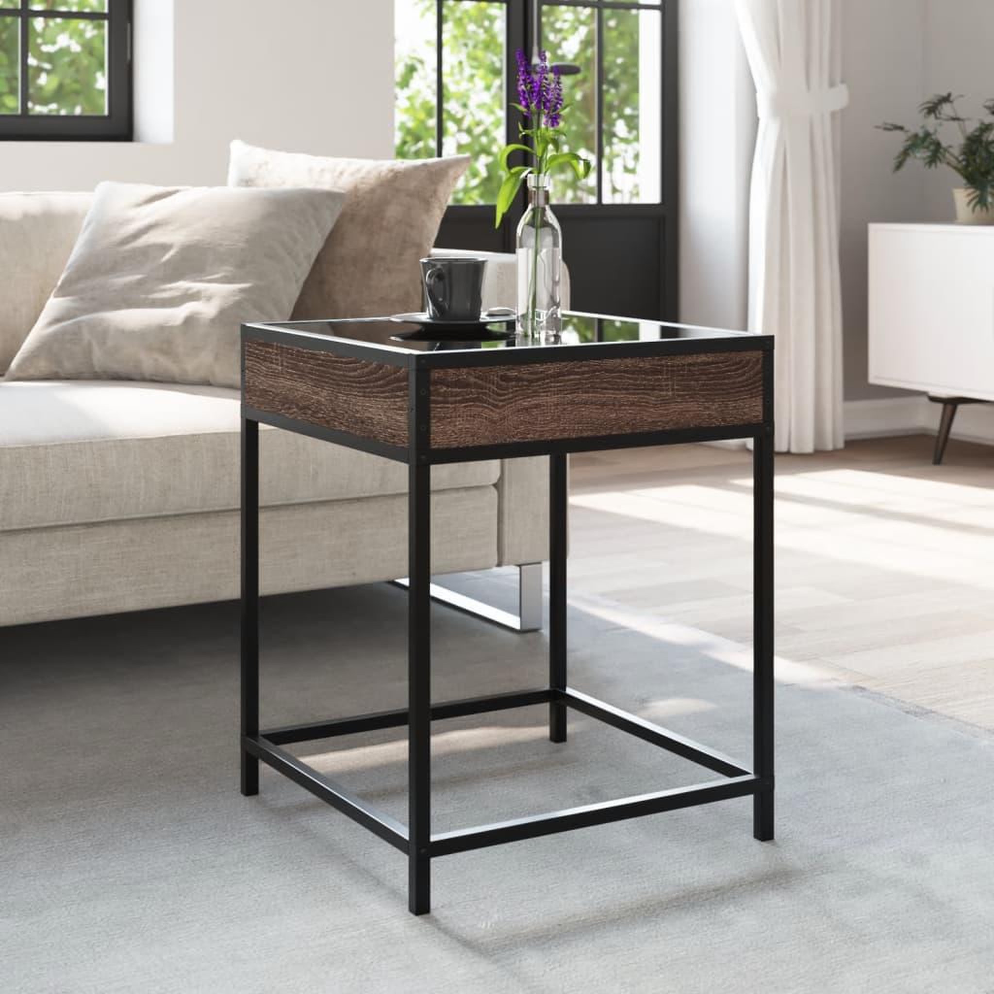 Voir la diapositive 4 : VIDAXL Table basse avec LED Infinity chene marron 40x40x51 cm