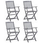 Voir la diapositive 1 : VIDAXL Chaises pliables d'exterieur lot de 4 Bois d'acacia solide