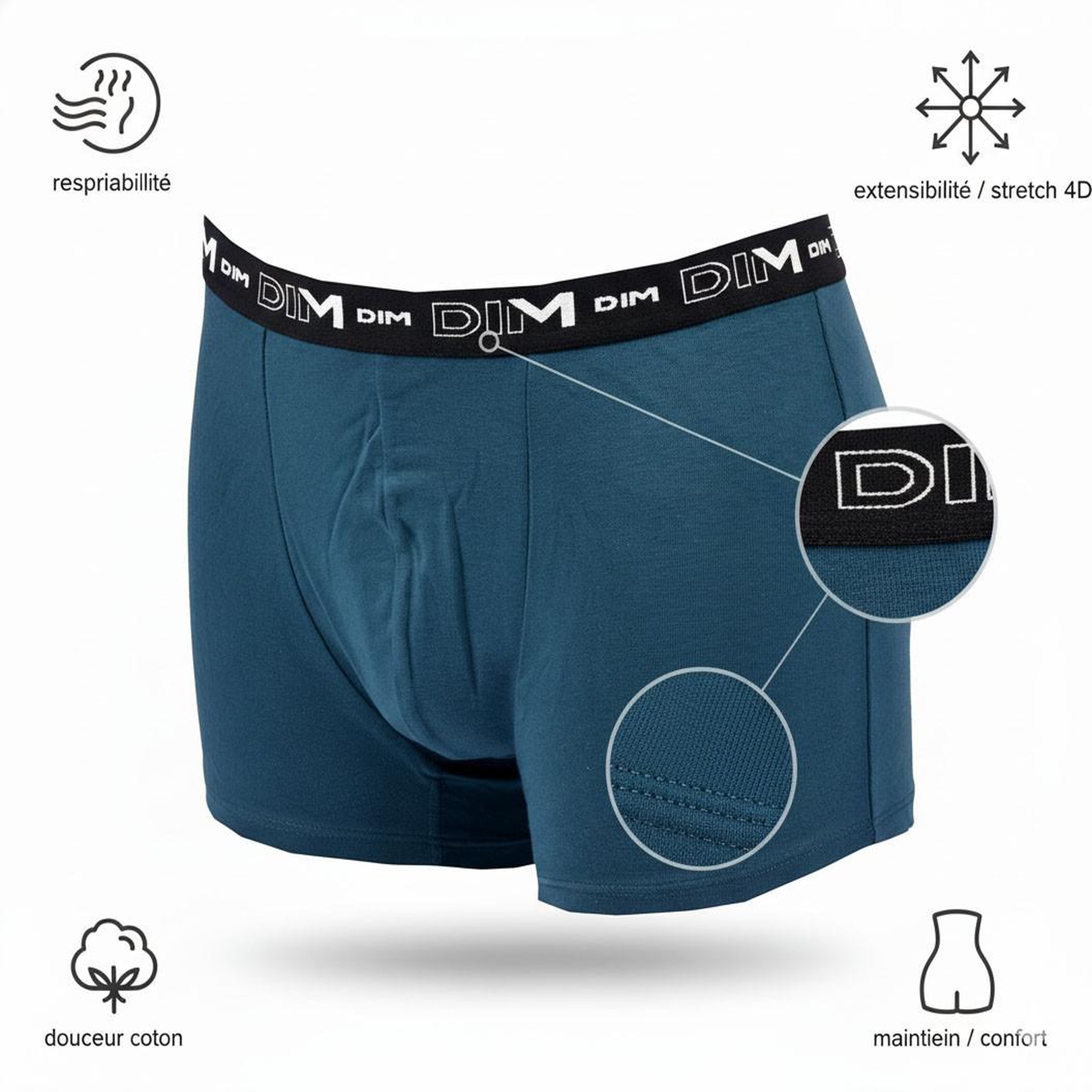 Voir la diapositive 5 : DIM Lot de 3 boxers DIM en coton stretch