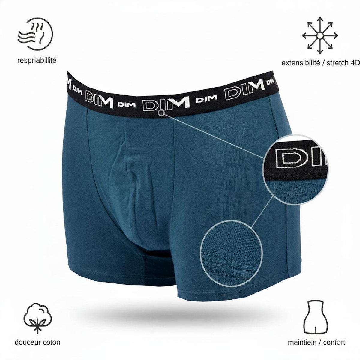 DIM Lot de 3 boxers DIM en coton stretch