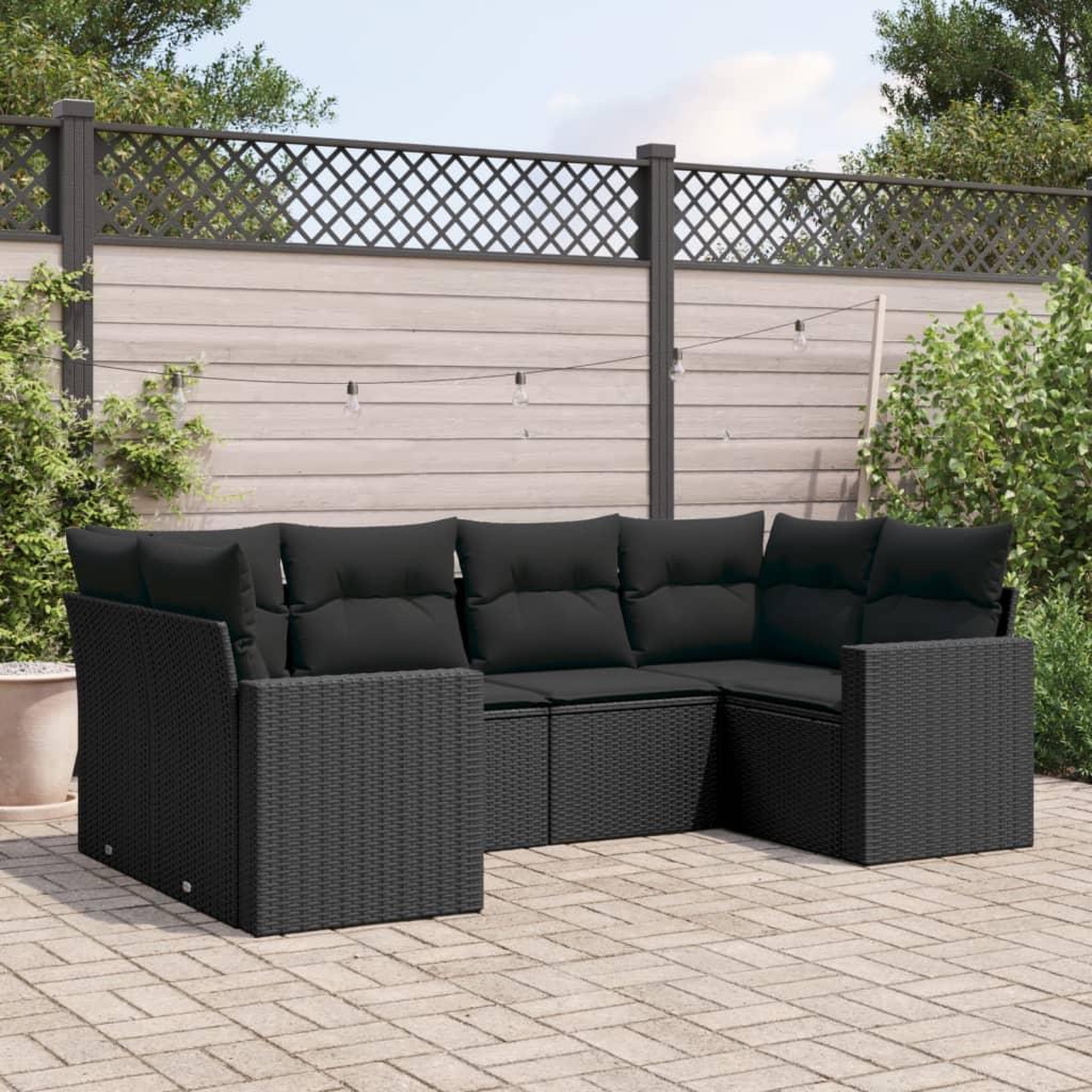 VIDAXL Salon de jardin 6 pcs avec coussins noir resine tressee
