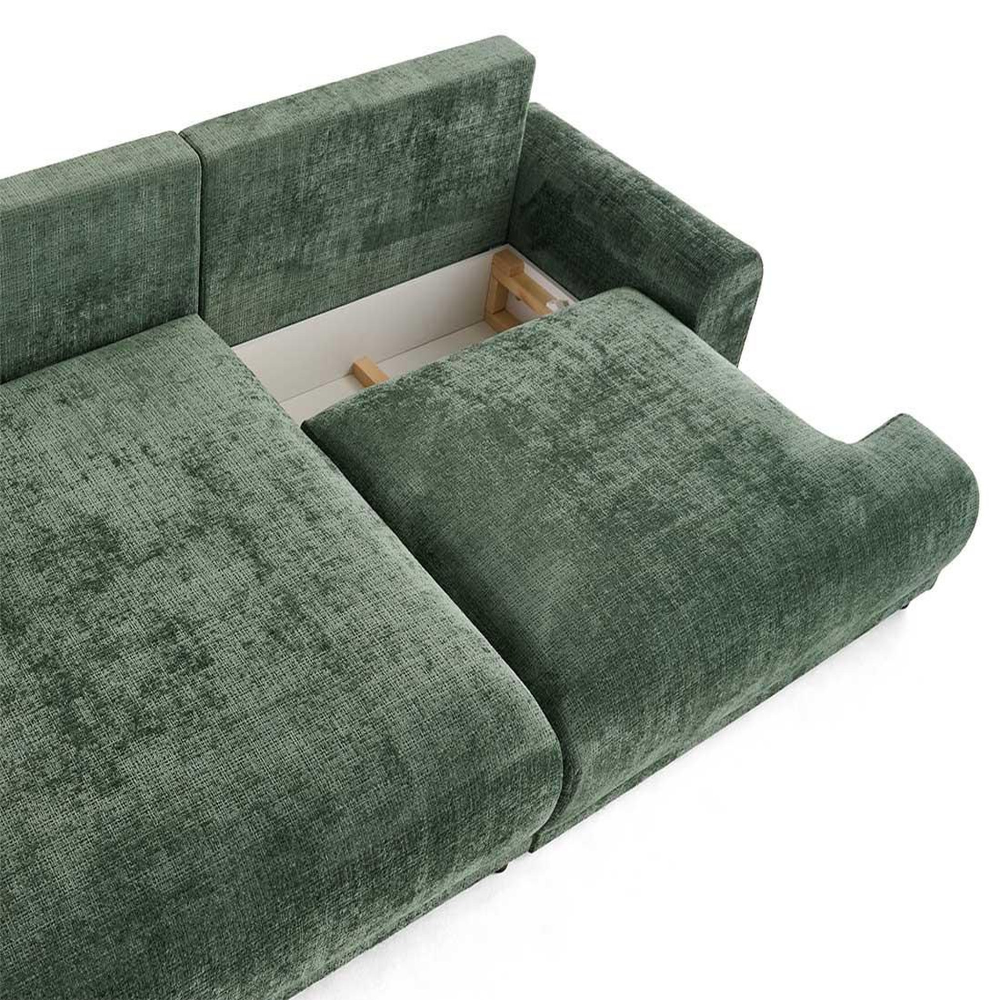Voir la diapositive 3 : BEST MOBILIER Nelly - canapé d'angle gauche 4 places convertible avec coffre en velours texturé