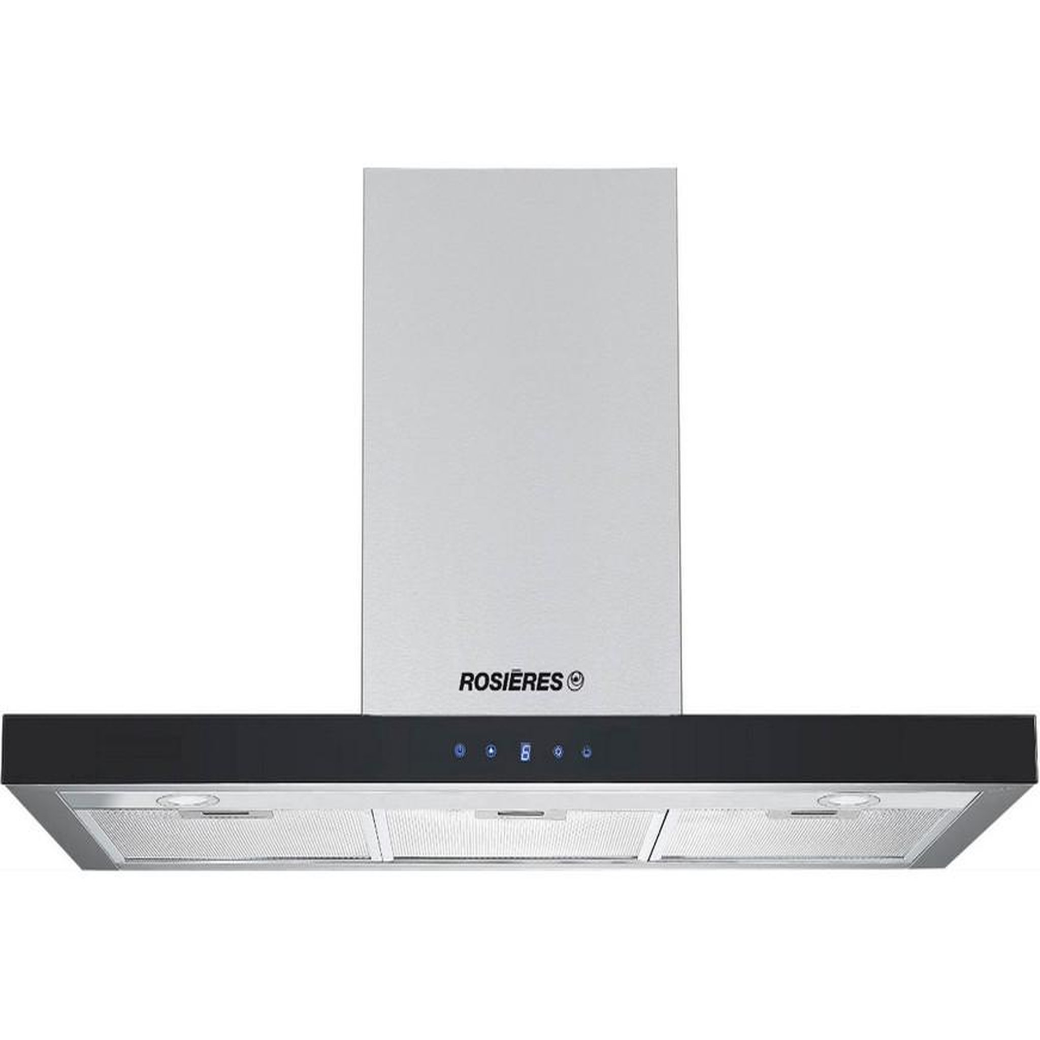 Rosieres Hotte décorative murale 90cm 65db 504m3/h inox/verre noir - rhp90tx