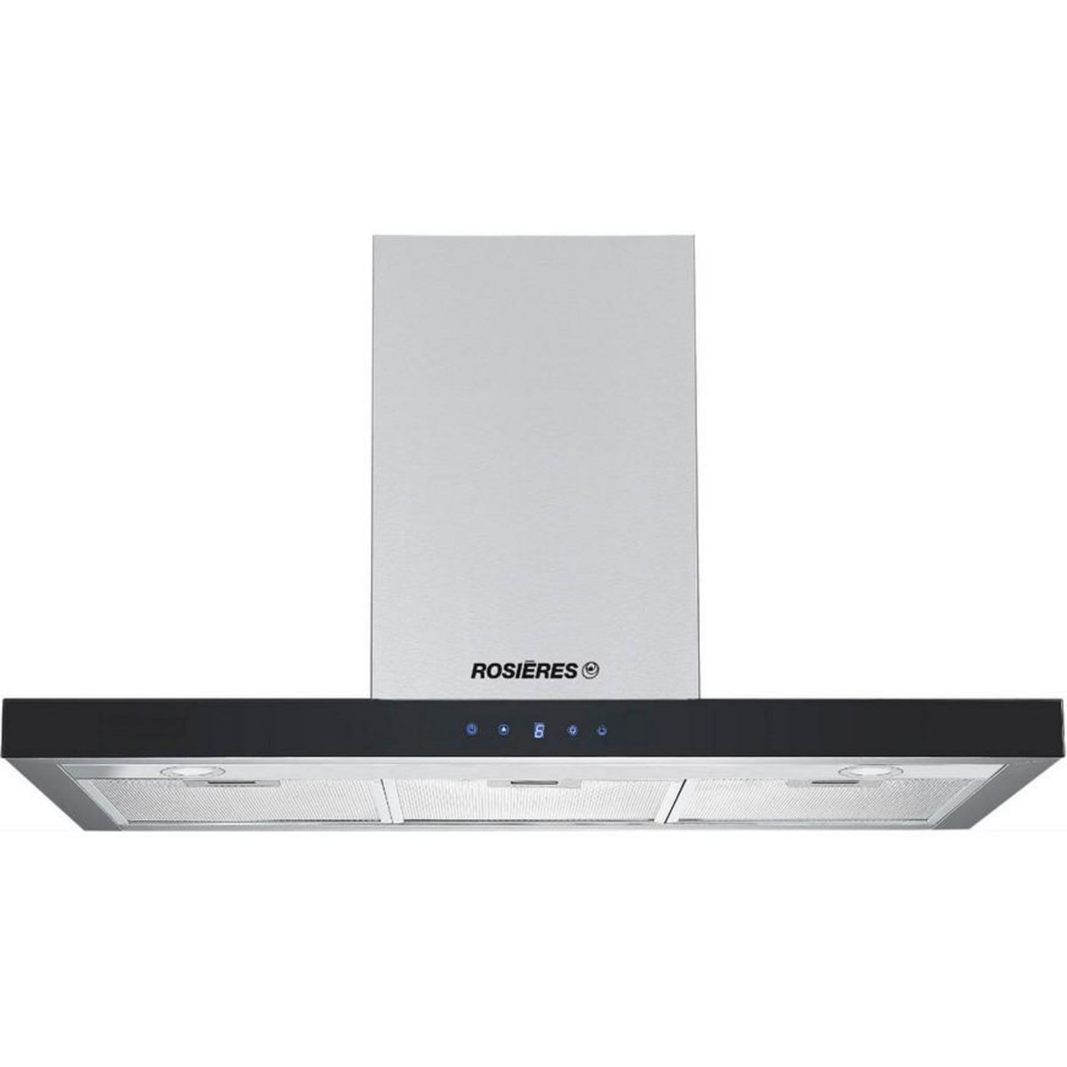 Rosieres Hotte décorative murale 90cm 65db 504m3/h inox/verre noir - rhp90tx