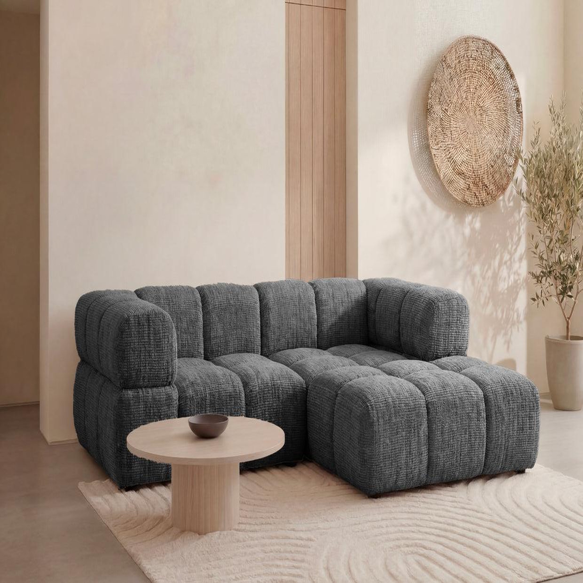 Voir la diapositive 2 : CASANOVA PARIS Gustave - canapé d'angle tissu chenille 4 places