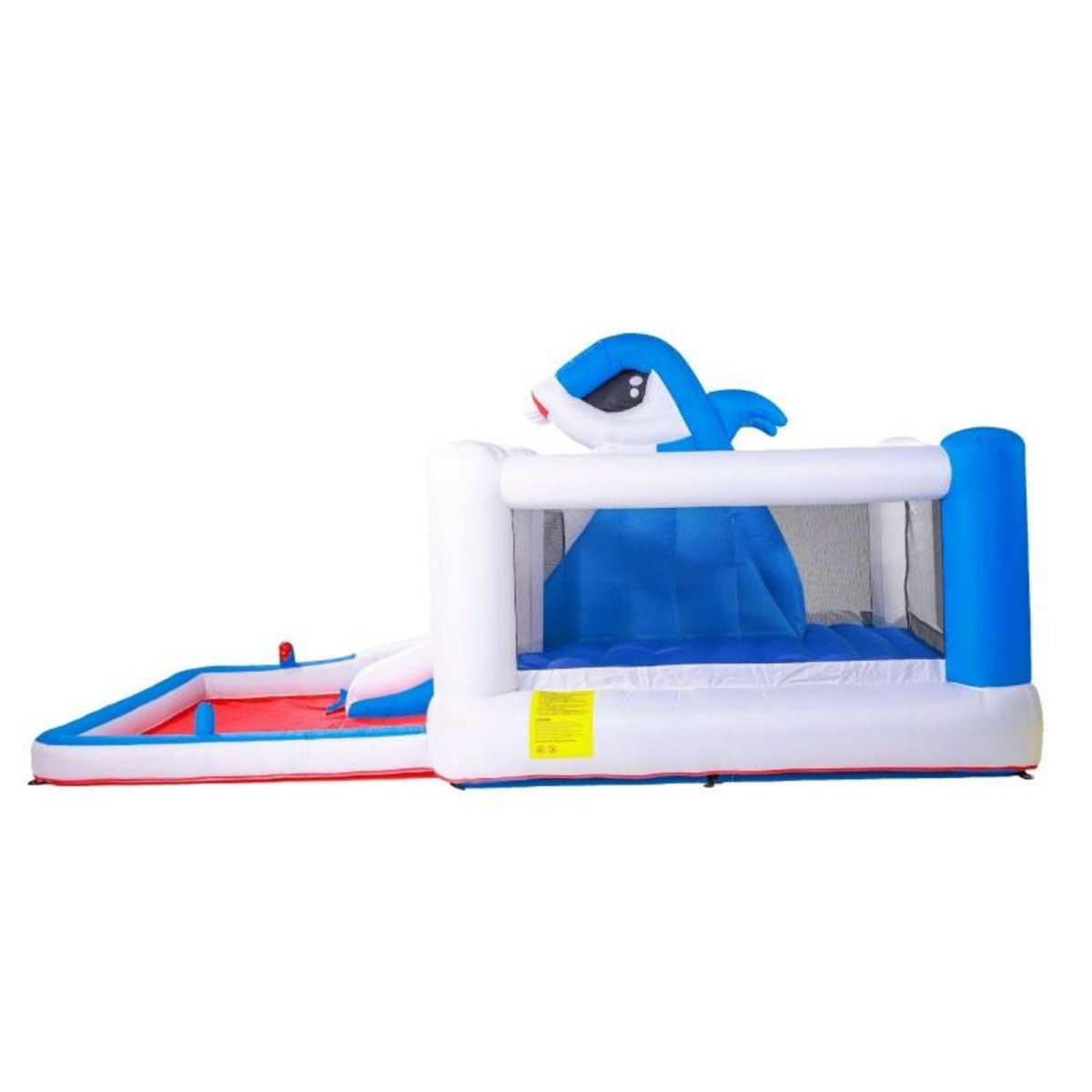 AIRMYFUN Château Aquatique Gonflable pour enfants 4,80m - Aire de jeux avec Toboggan et Piscine - Sharky Bay