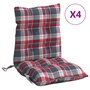 Voir la diapositive 2 : VIDAXL Coussins de chaise a dossier bas lot de 4 motif carreaux rouge