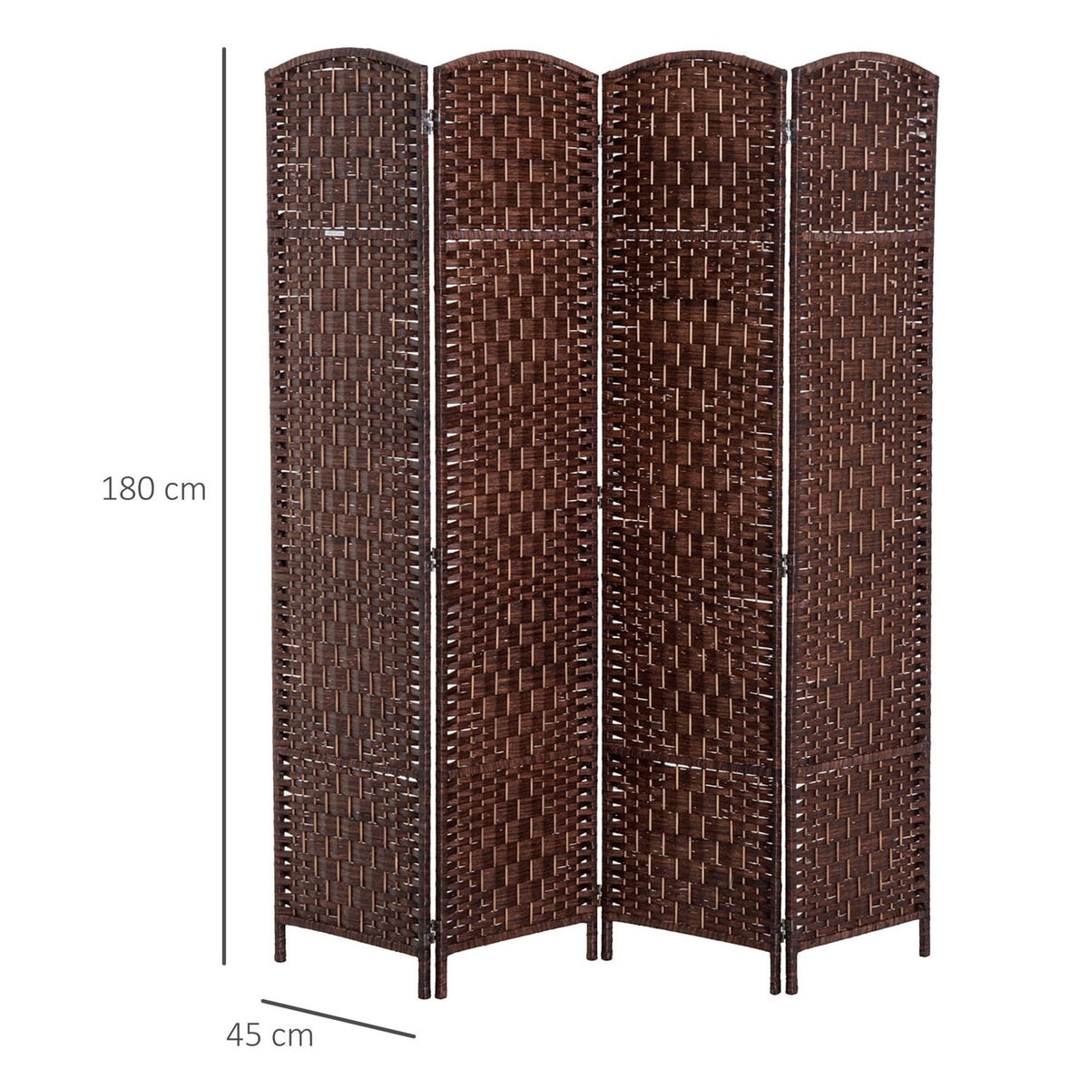 HOMCOM Paravent séparateur de pièce pliable 4 panneaux dim. 180L x 180H cm bois osier tressé