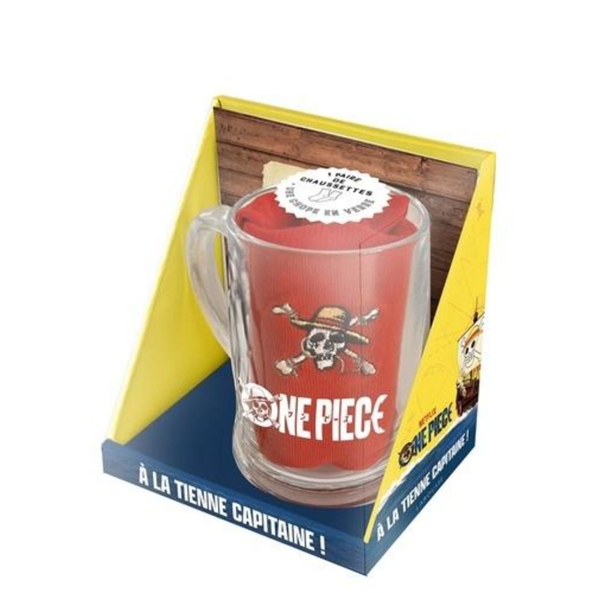 ONE PIECE - A LA TIENNE CAPITAINE ! COFFRET AVEC 1 PAIRE DE CHAUSSETTES, 1 CHOPE EN VERRE ET 1 LIVRET DE QUIZ, Fernandez Fabien