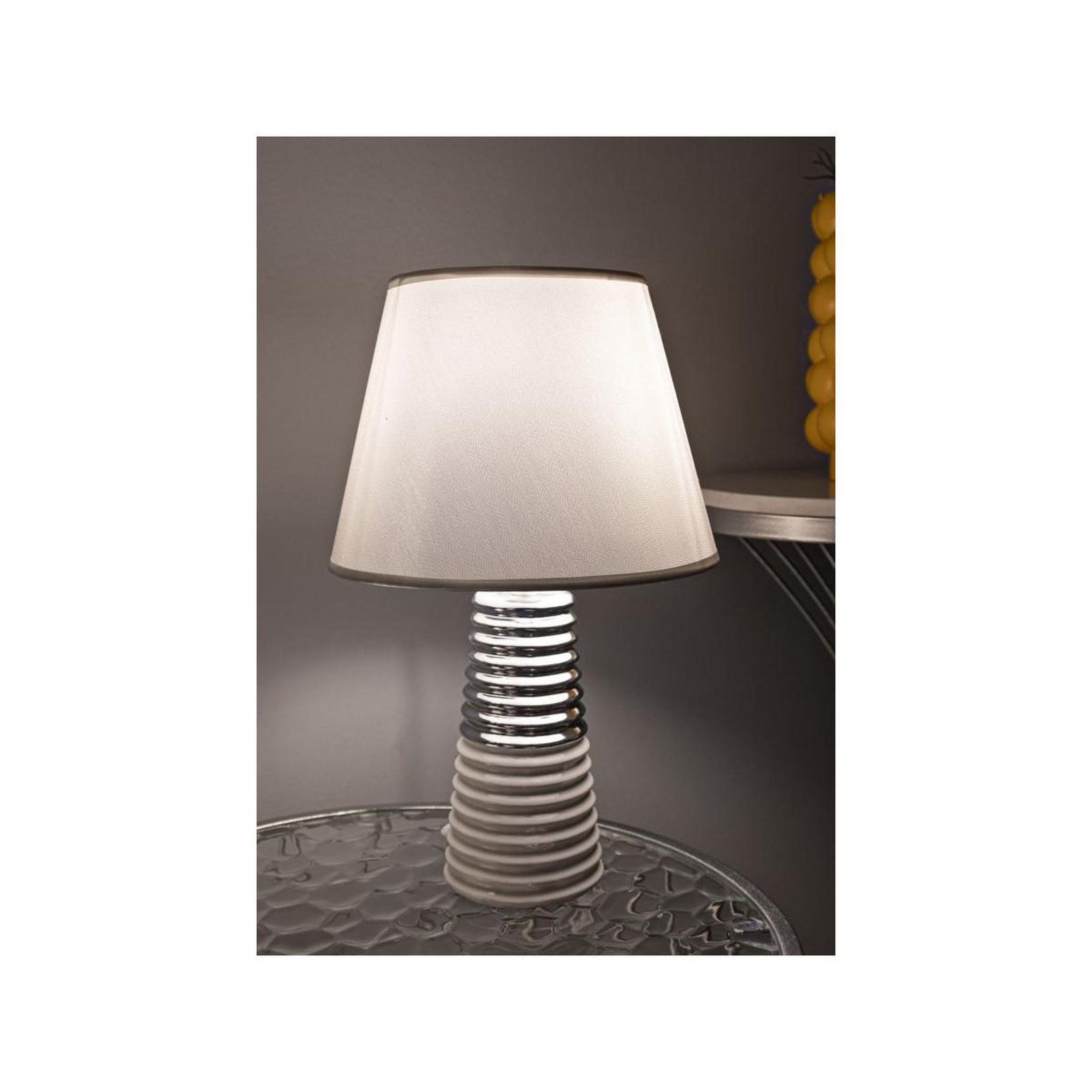 Voir la diapositive 5 : Paris Prix Lampe à poser en céramique  candela  41cm argent & blanc