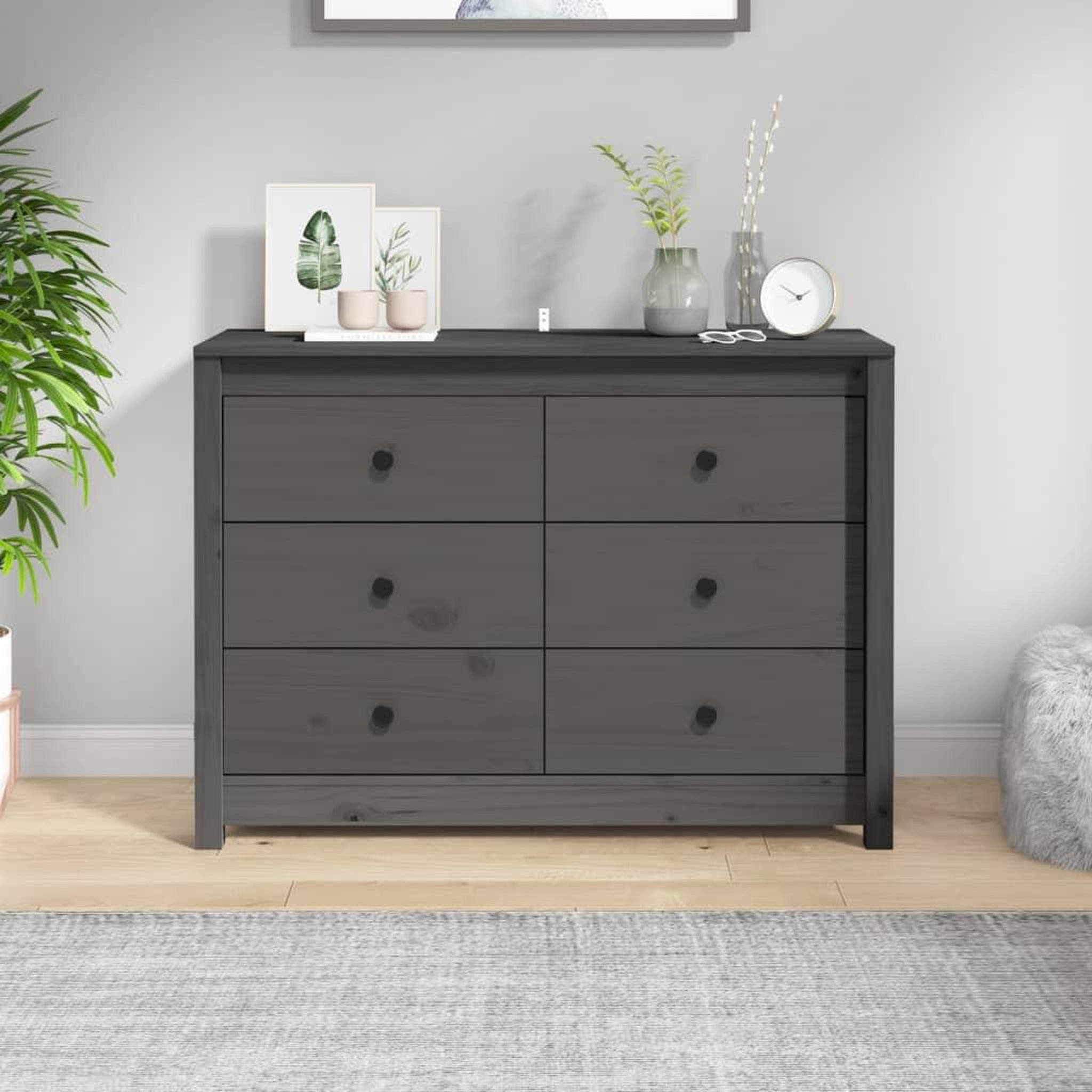 Voir la diapositive 1 : VIDAXL Armoire laterale Gris 100x40x72 cm Bois de pin massif