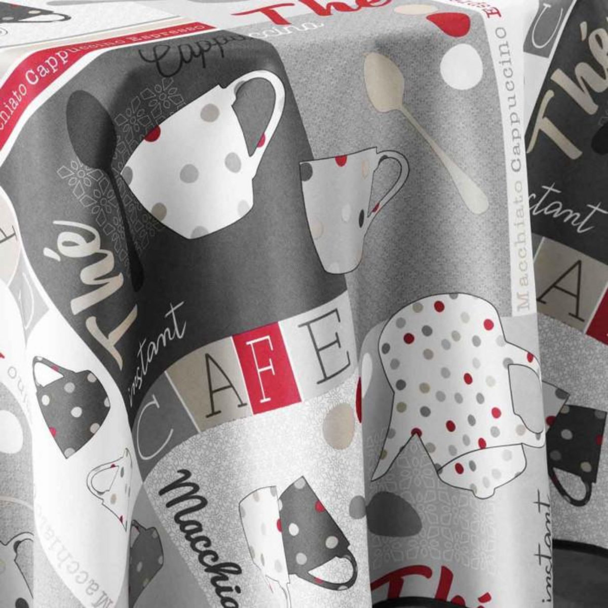 Paris Prix Nappe Ronde Imprimée  Déjeuner  180cm Gris