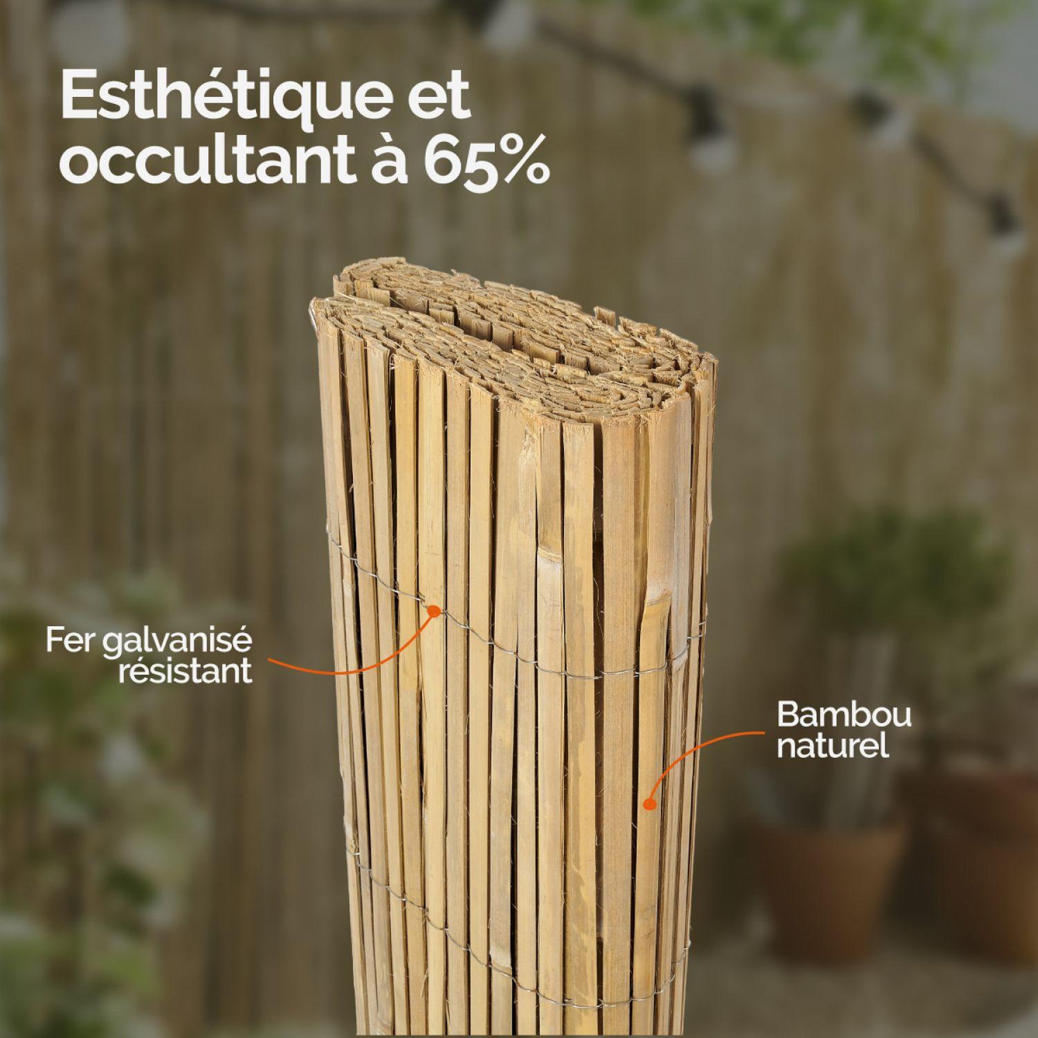 Voir la diapositive 3 : LINXOR Canisse, brise vue occultant en bambou refendu