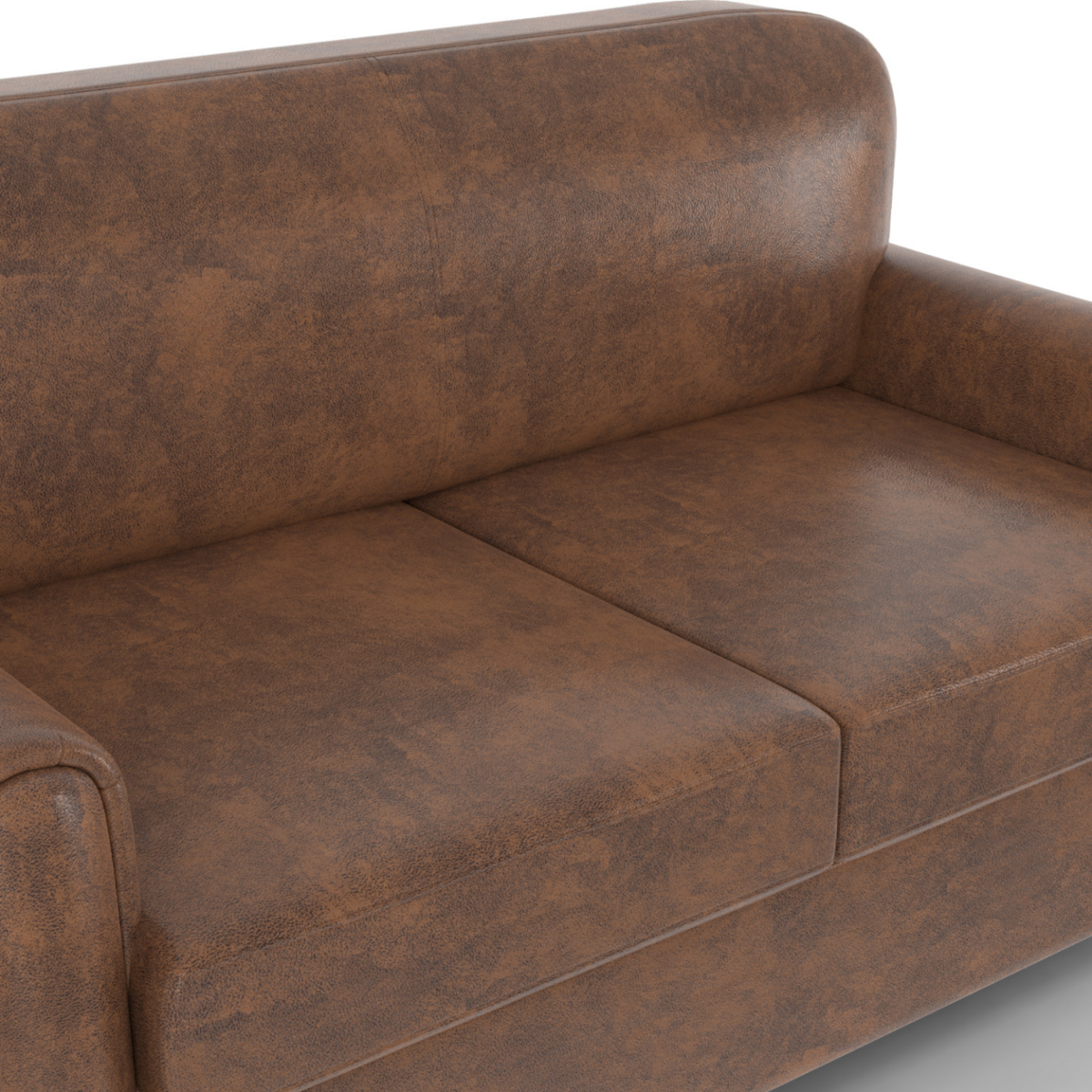 ID MARKET Canapé droit 2 places CLUB vintage GASTON marron foncé effet vieilli