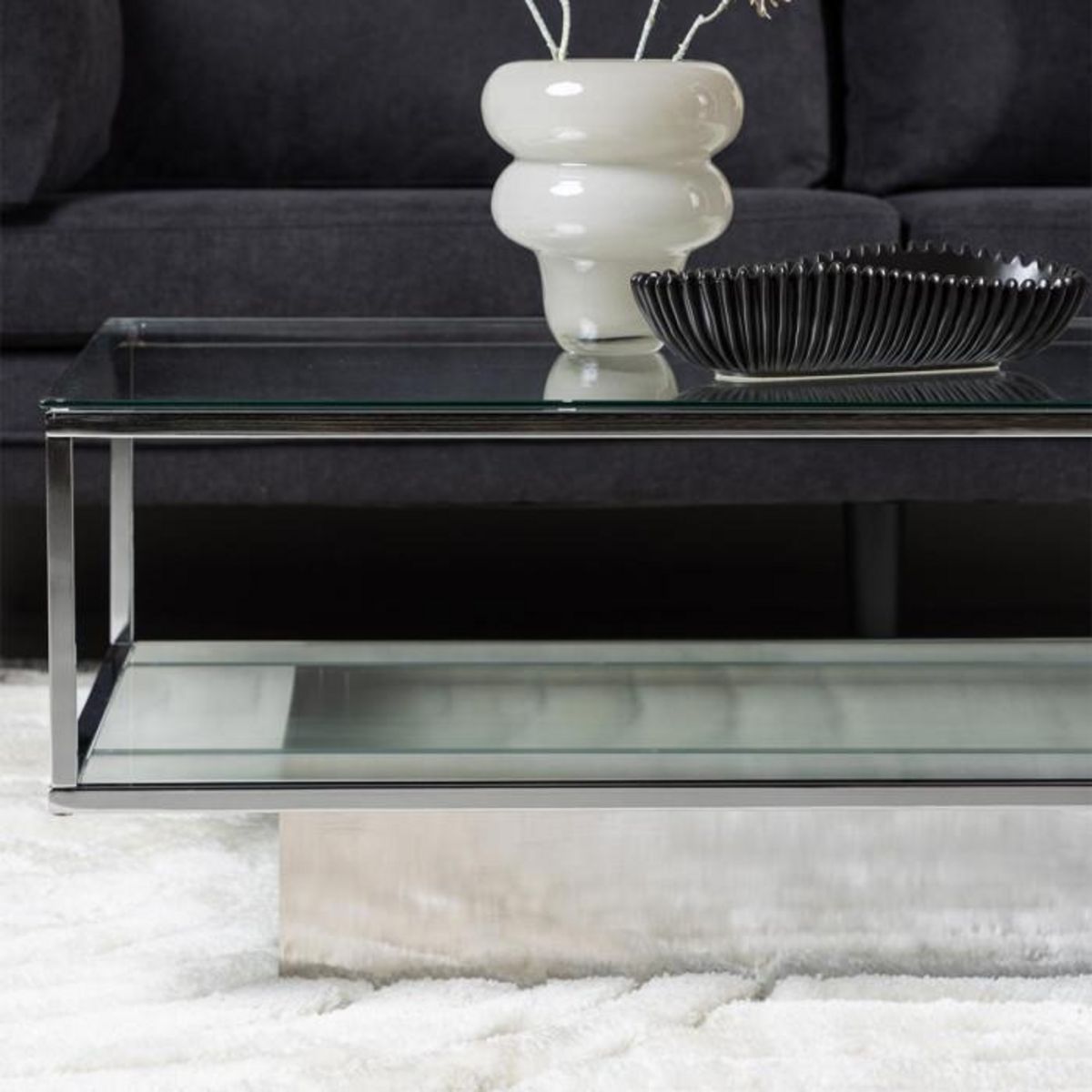 Paris Prix Table Basse Design en Verre  Maglehem  130cm Argent