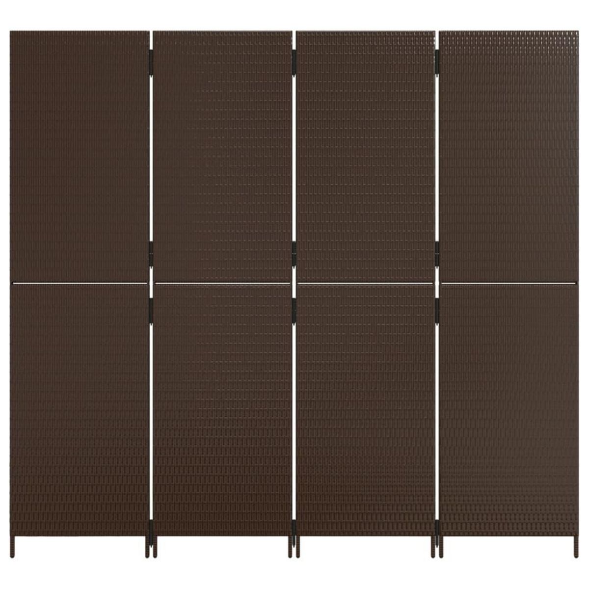 VIDAXL Cloison de separation 4 panneaux marron resine tressee