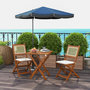 Voir la diapositive 2 : OUTSUNNY Ensemble bistro de jardin style exotique 2 places 3 pcs pliables bois acacia résine aspect rotin coussins blanc inclus