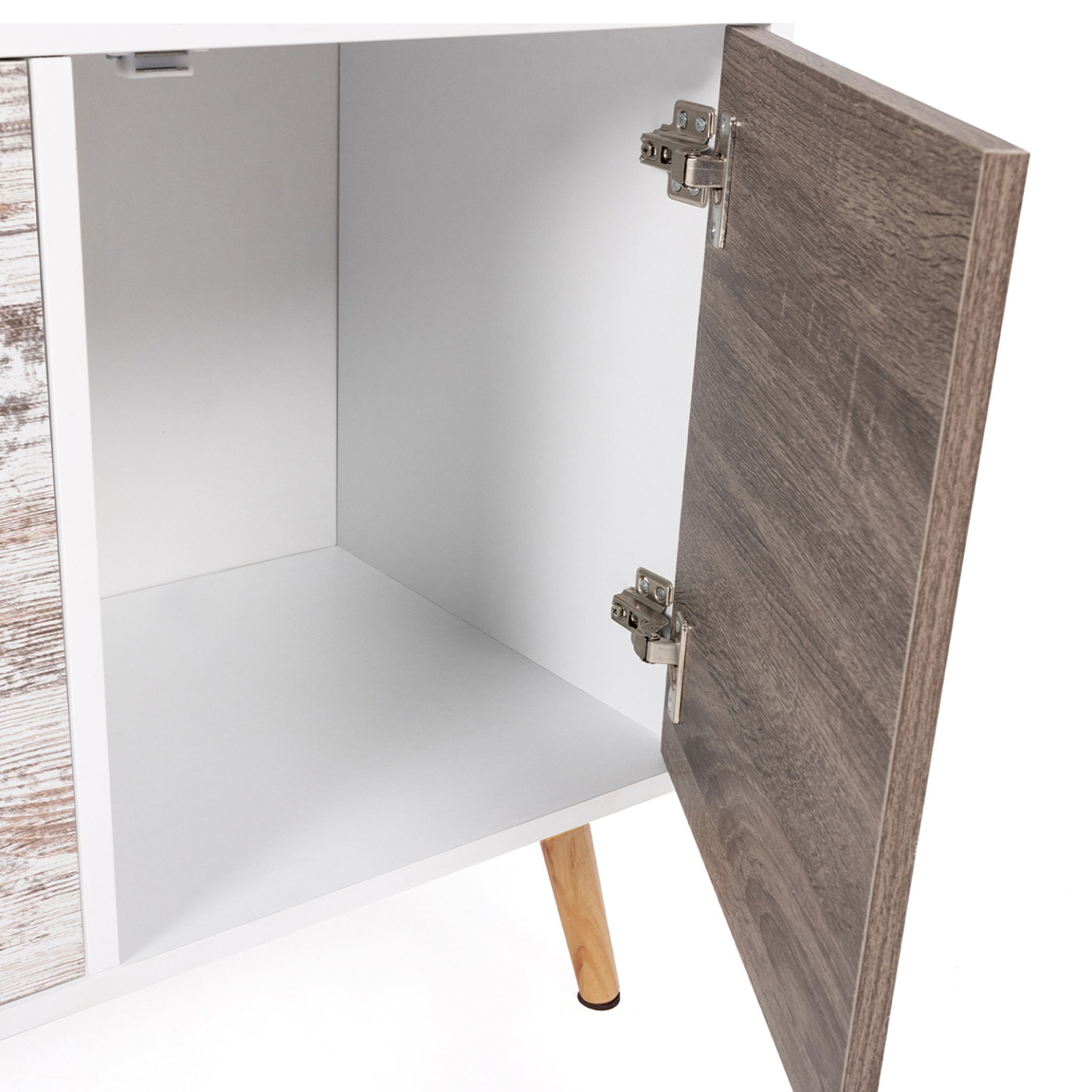 Voir la diapositive 6 : ID MARKET Buffet bas scandinave 113 cm bahia 3 portes