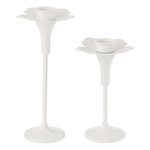 Paris Prix Lot de 2 Bougeoirs Fleurs en Métal  Oldies  29cm Blanc