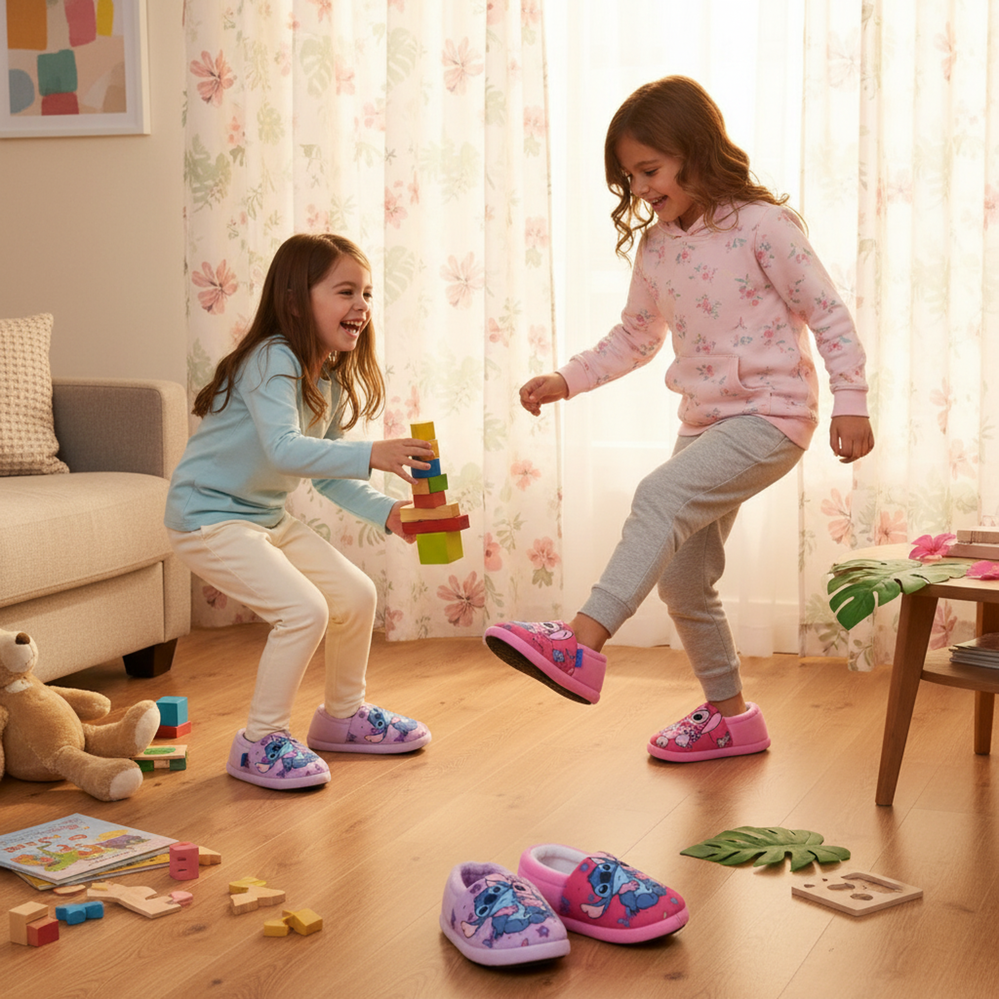 Voir la diapositive 4 : DISNEY Ozabi pack 2 paires chaussons fille disney stitch fourrés antidérapants