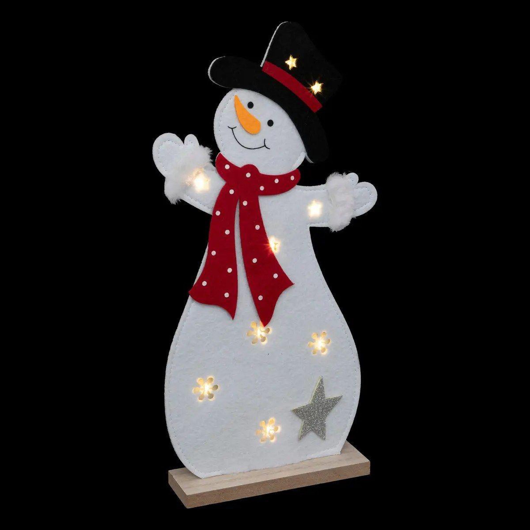 Voir la diapositive 2 : ATMOSPHERA Bonhomme de neige feutrine  led  37cm blanc