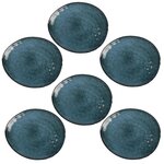 TOILINUX Lot de 6 Assiettes Galet Au gré du temps - Bleu