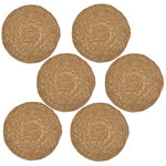 HABITABLE Lot de 6 sets de tables ronds en jute GRAMI - Diam. 38 cm - Marron