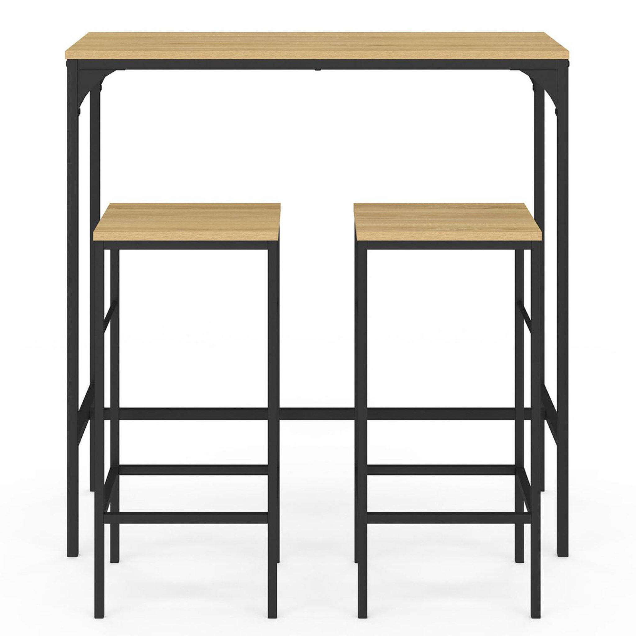 Voir la diapositive 3 : ID MARKET Ensemble table haute de bar detroit 95 cm et 2 tabourets design industriel