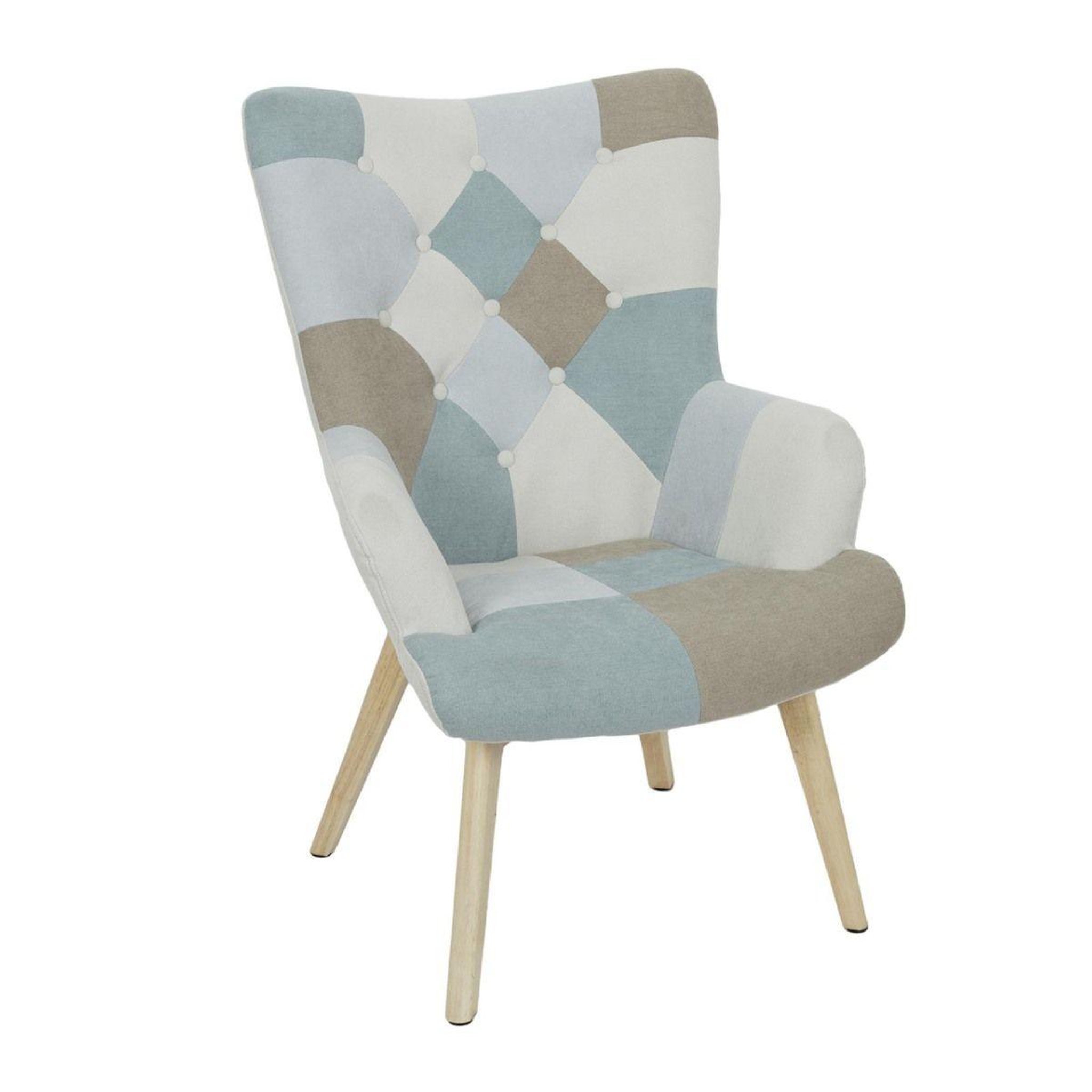 The Home Deco Factory Fauteuil Patchwork  Helsinki  99cm Bleu